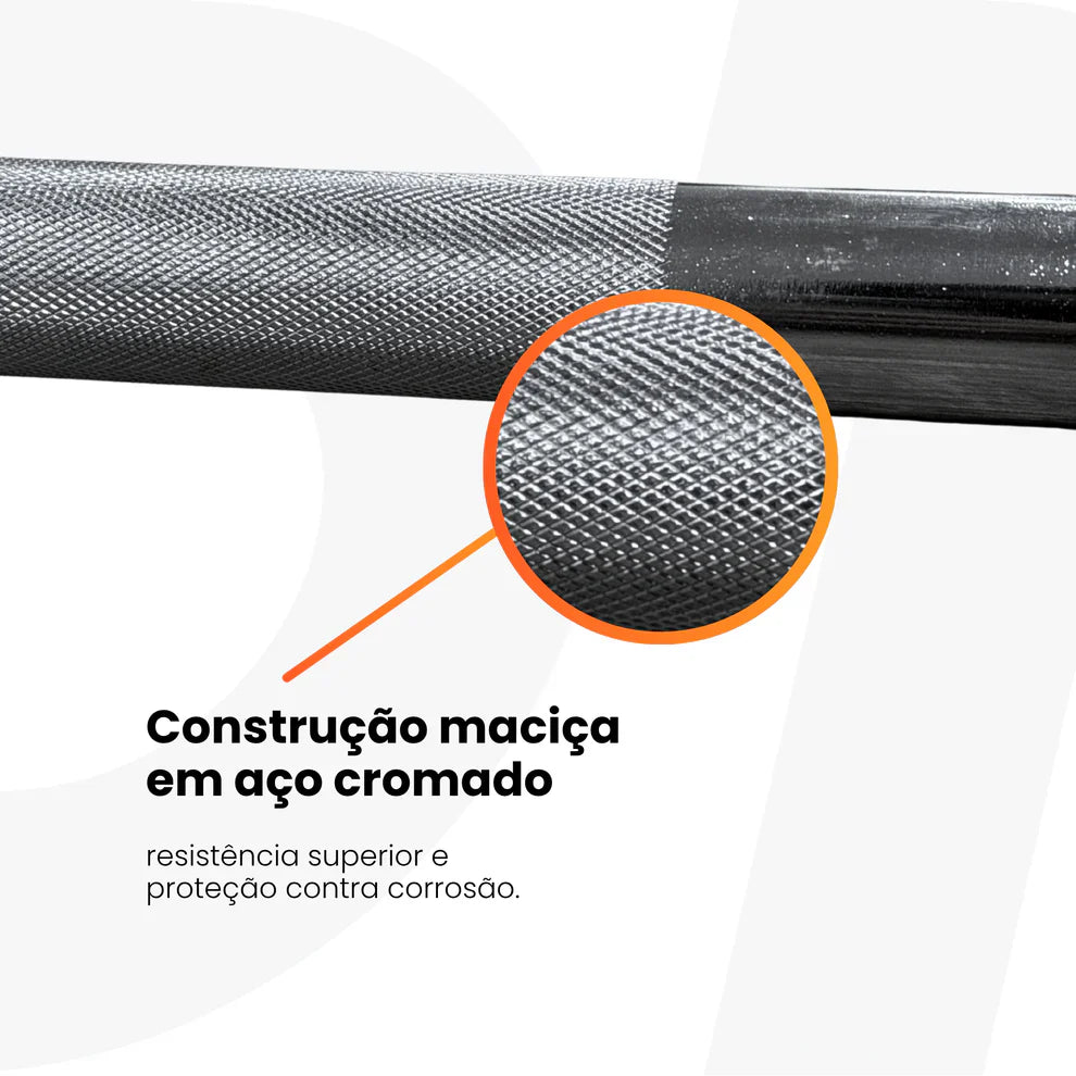 Barra Maciça (1.8m) Reta Cromada Recartilhada